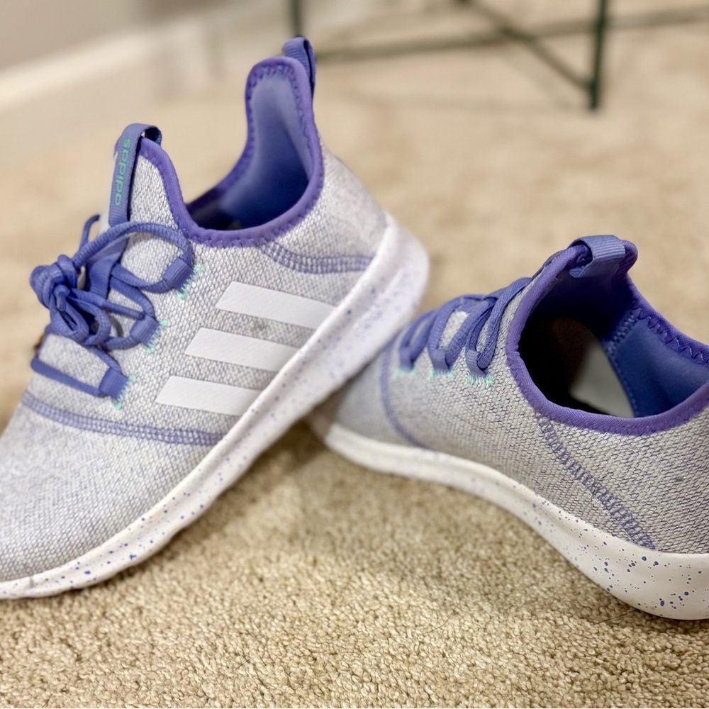 Adidas Kids Lavender and White Sneakers